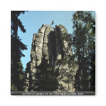 Climber jumping from one rock top to another, Czec Magnets