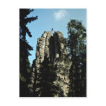 Climber jumping from one rock top to another, Czec Post Card