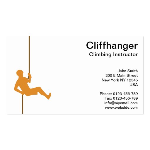 Climbing Instructor on Robe Business Card (front side)