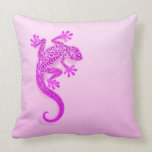 Climbing Pink Gecko Throw Pillow