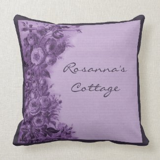 Climbing Rose Vintage Collage (Purple) Custom Pillows