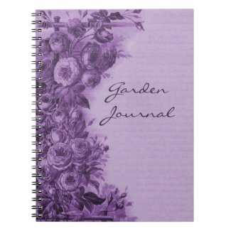 Climbing Rose Vintage Collage (Purple) Notebooks