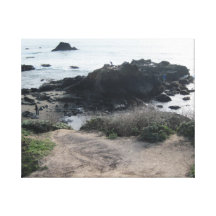 Climbing the Rocks on a Cambria Beach Canvas Print