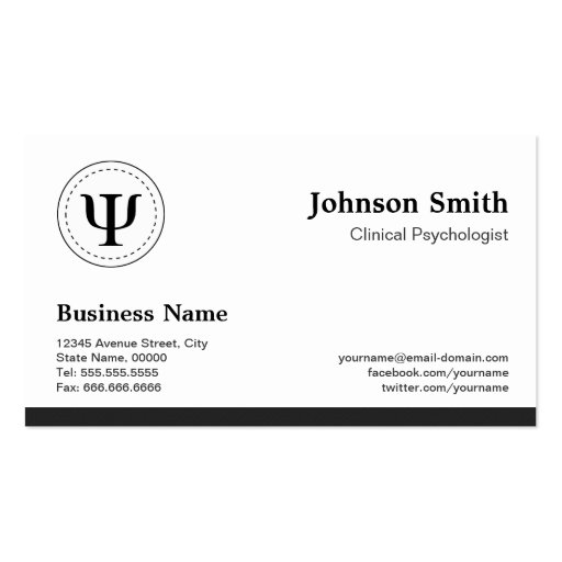 Clinical Psychologist - Psychology Appointment Business Cards (front side)
