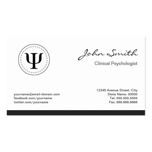 Clinical Psychologist - Psychology Psi Symbol Business Card Templates (front side)