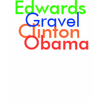 Clinton, Obama, Edwards, Gravel t-shirts