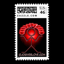 Clio Gives Love in Red Postage Stamp stamps