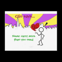 Clio "Never Carry.." Postcard