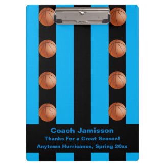 Clipboard Black and Blue Stripe, Basketball Coach