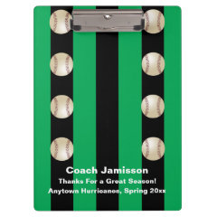 Clipboard, Black and Green Stripe, Baseball Coach