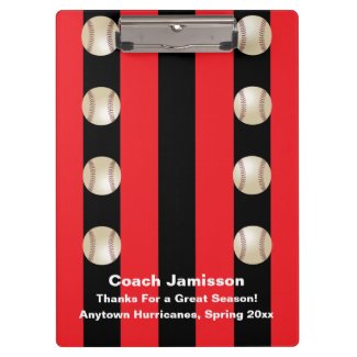 Clipboard, Black and Red Stripe, Baseball Coach