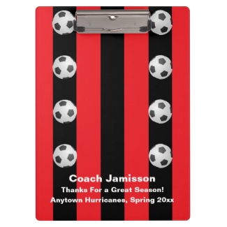 Clipboard, Black and Red Stripe, Soccer Coach