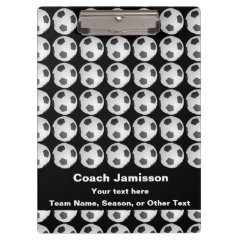 Clipboard Black with Soccer Ball Pattern for Coach