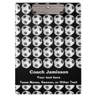 Clipboard Black with Soccer Ball Pattern for Coach