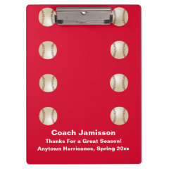 Clipboard, Red, for Baseball Coach