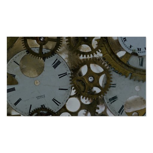 Clock cogs in ice business card (back side)