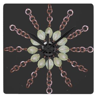 Clock - Copper chain and Glass beads
