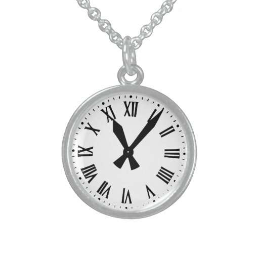 Clock Face Sterling Silver Necklaces Zazzle