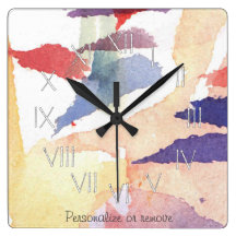 Clock - Frosted Glass Watercolor Roman Numerals