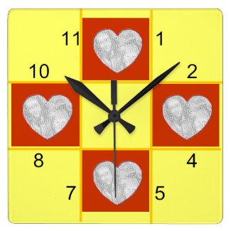 Clock - Patchwork (red heart)