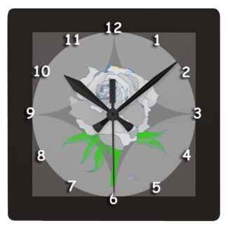 Clock - Rose and Geometric Background in Black