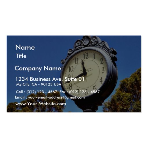 Clock Street Business Card (front side)
