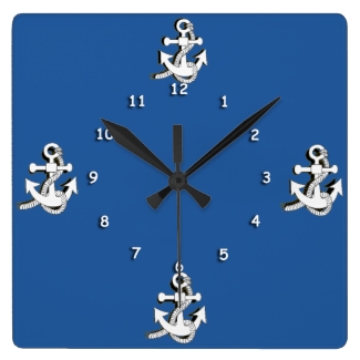 Clock - White Anchors