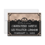 Clockwork Silhouette, 3.5"x5" wedding rsvp Announcement