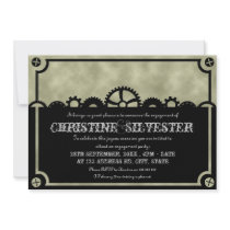 Clockwork Silhouette, 5"x7" engagement Announcement