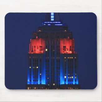 Close-up: Empire State Building in Blue & Red Mouse Pad