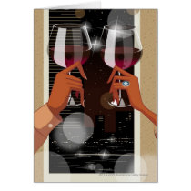Close-up of a couple's toasting with wine glasses greeting cards