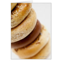 Close-up of a stack of assorted bagels greeting card