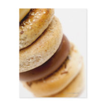 Close-up of a stack of assorted bagels post card