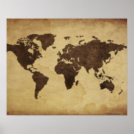 Close up of antique world map 3 poster