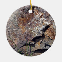 Close-up of Brown Rock on a grassy Landscape Christmas Ornaments