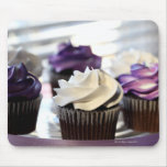 Close-up of cupcakes with selective focus on mouse pads