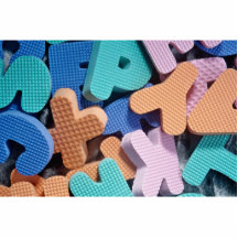 Close-up of foam letters for kids photo cut outs