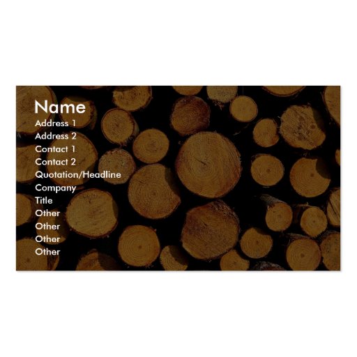 Close-up of logs business card (front side)