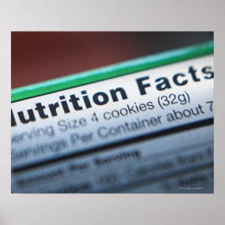 Close-up of nutrition information poster