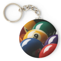 Close Up of Pool Balls Keychains