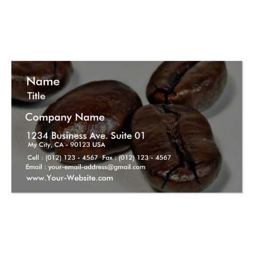 Close Up Of Some Unground Coffee Beans Business Card Template