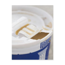 Close up of take out coffee post cards