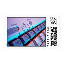 Closer view of computer keyboard postage stamps