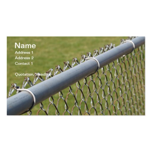 closeup detail of a metal chain link fence business card templates (front side)