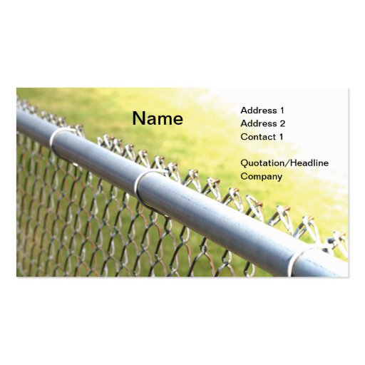 closeup detail of a metal chain link fence business card template (front side)
