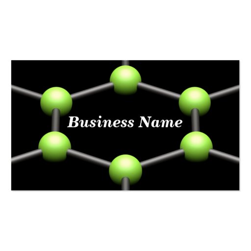 Closeup of a 3D Molecular Structure (Green) Business Card (front side)