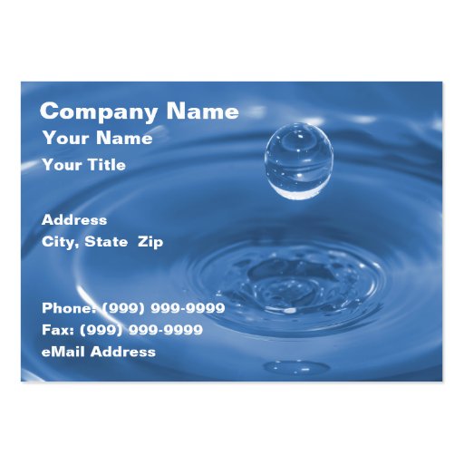 Closeup of Blue Water Drop Business Card (front side)