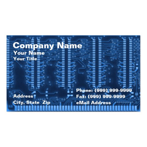Closeup of Circuit Board Business Card Template (front side)