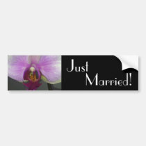 Closeup Orchid - Just Married Bumper Sticker bumper stickers