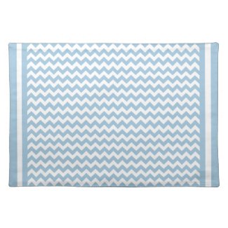 Cloth Place Mat, Blue and White Chevrons